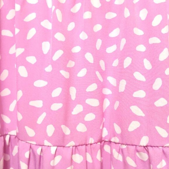 Lavender Flowy Dots Tiered Shift Dress Babydoll Size L - Picture 2 of 9